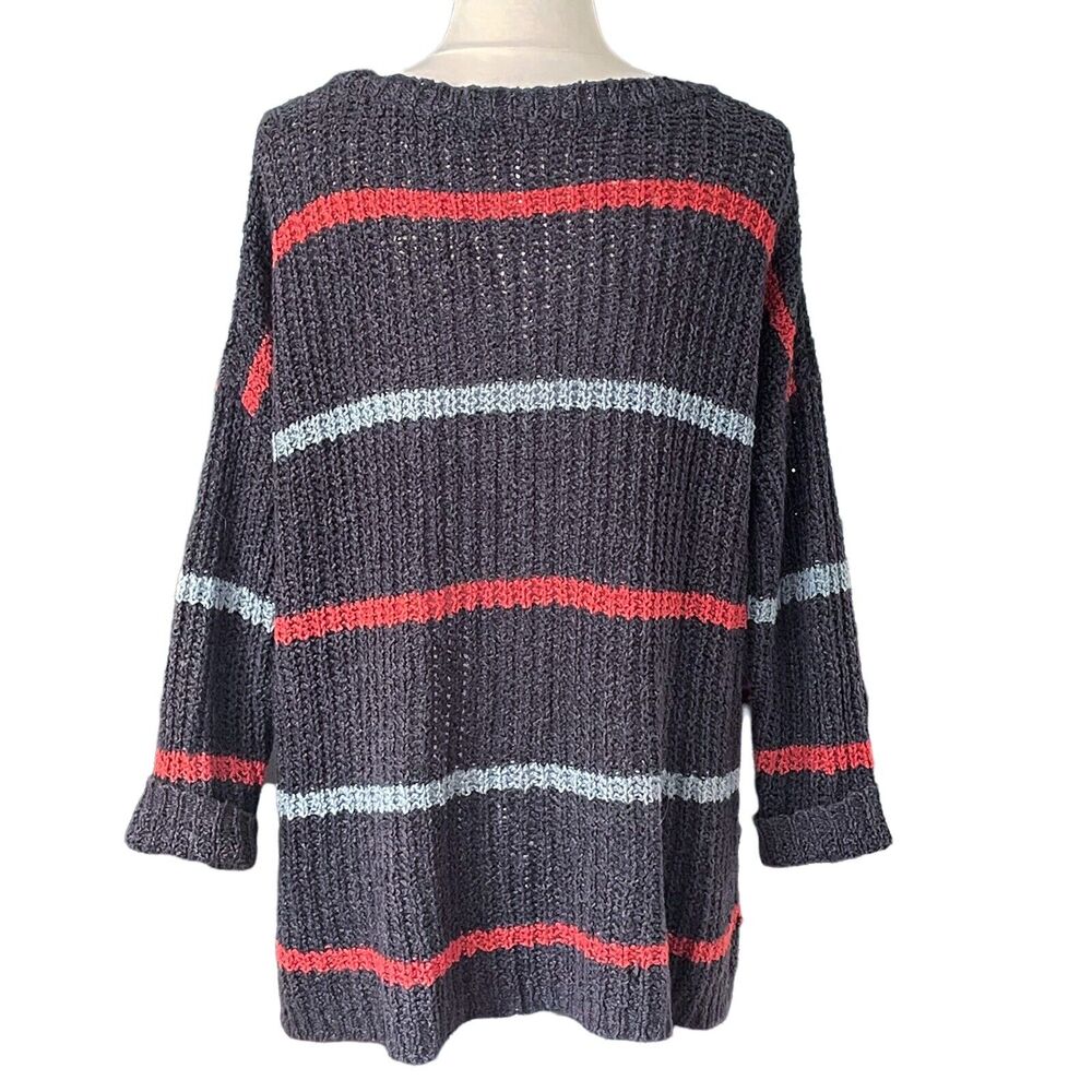 Free People Greenwich Village Sz XS VERY Oversized Pullover Sweater Dark Grey